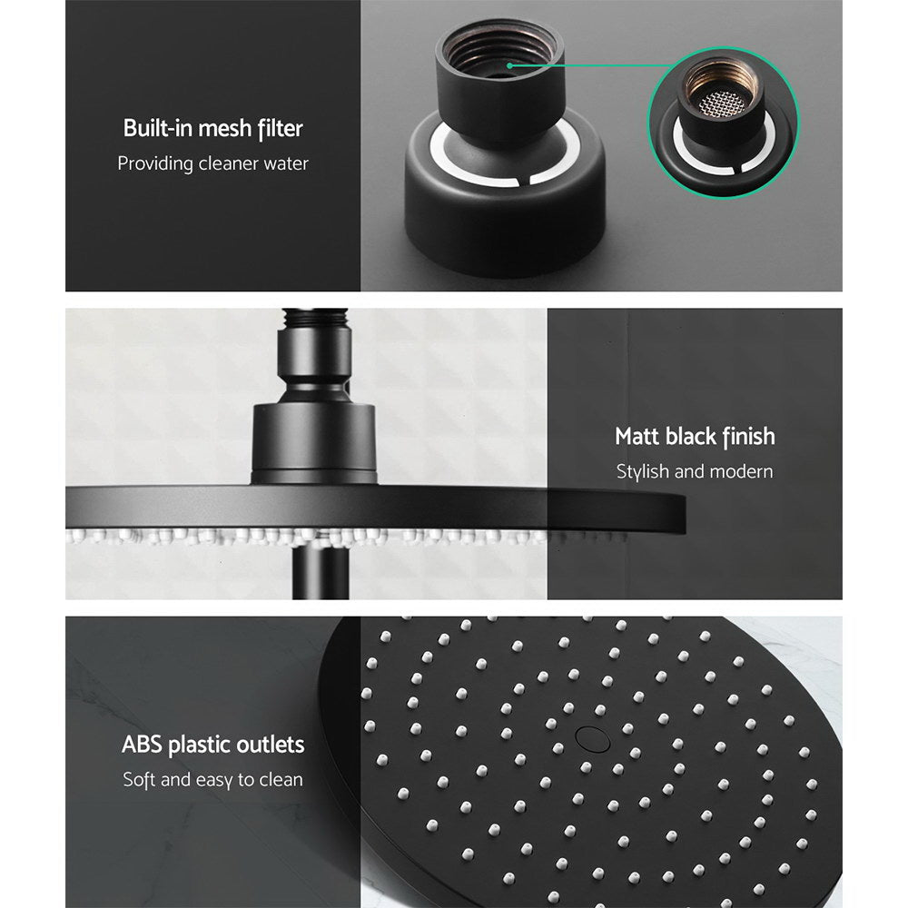 Cefito 9'' Rain Shower Head Set Handheld Round High Pressure Black 4
