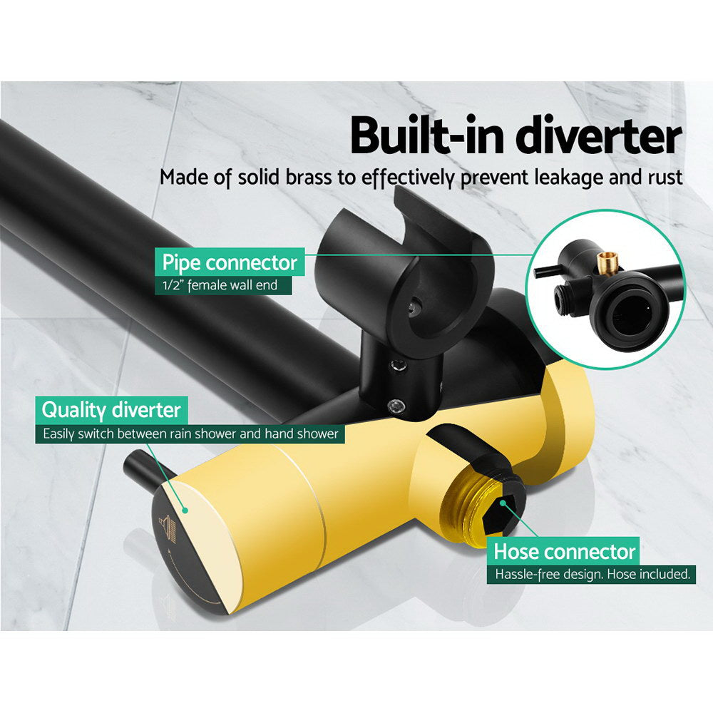 Cefito 9'' Rain Shower Head Set Handheld Round High Pressure Black 6