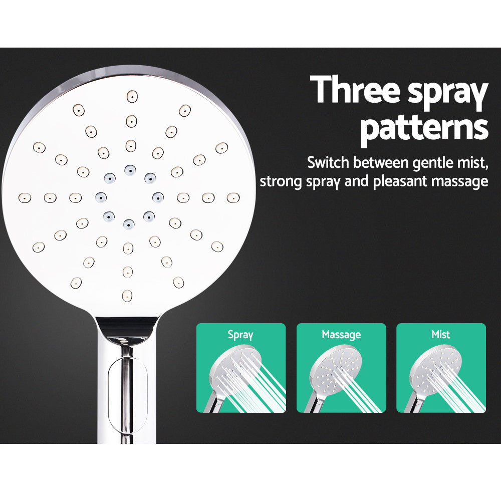Cefito 9'' Rain Shower Head Set Handheld Round High Pressure Black 7