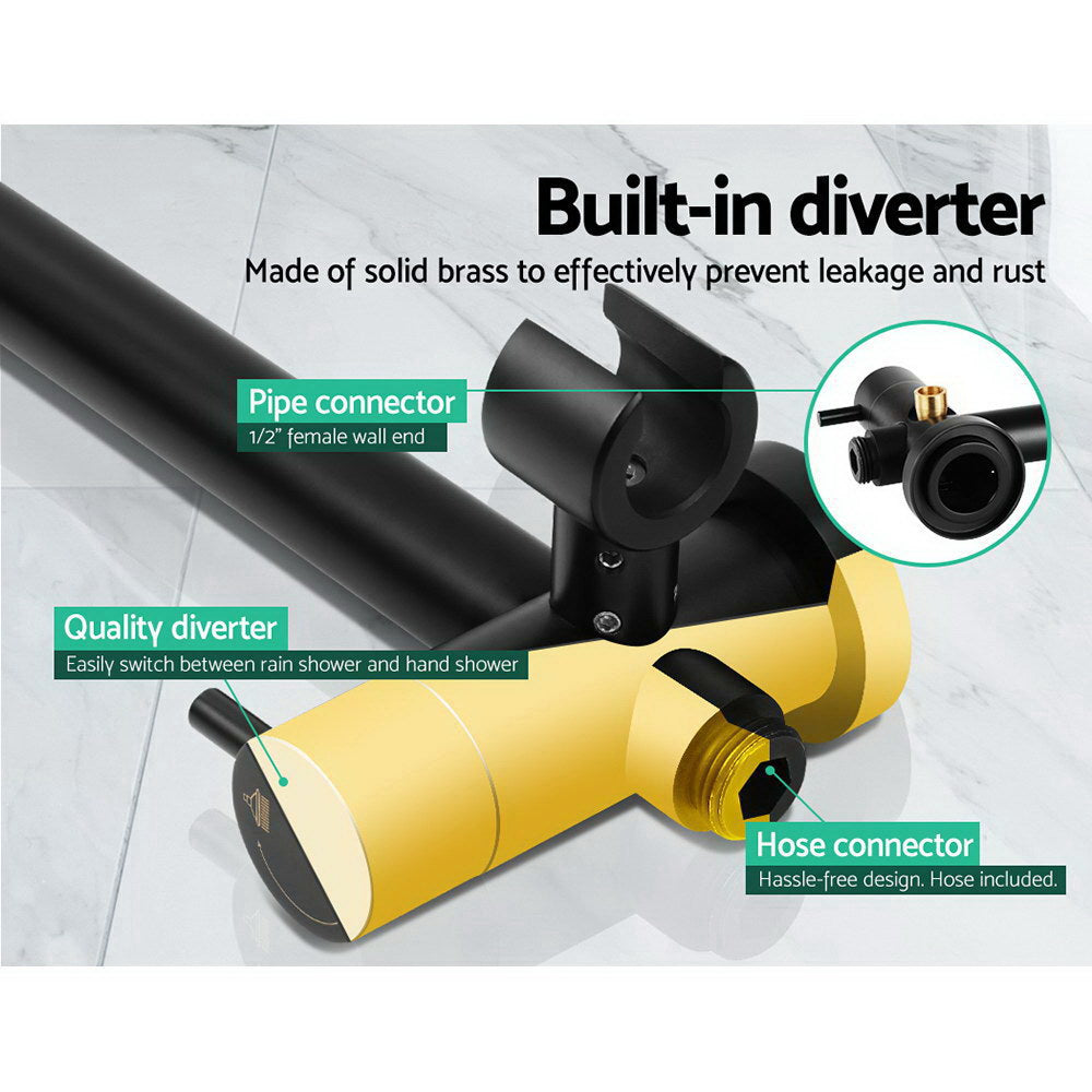 Cefito 9'' Rain Shower Head Set Handheld Round High Pressure Mixer Tap Black 6