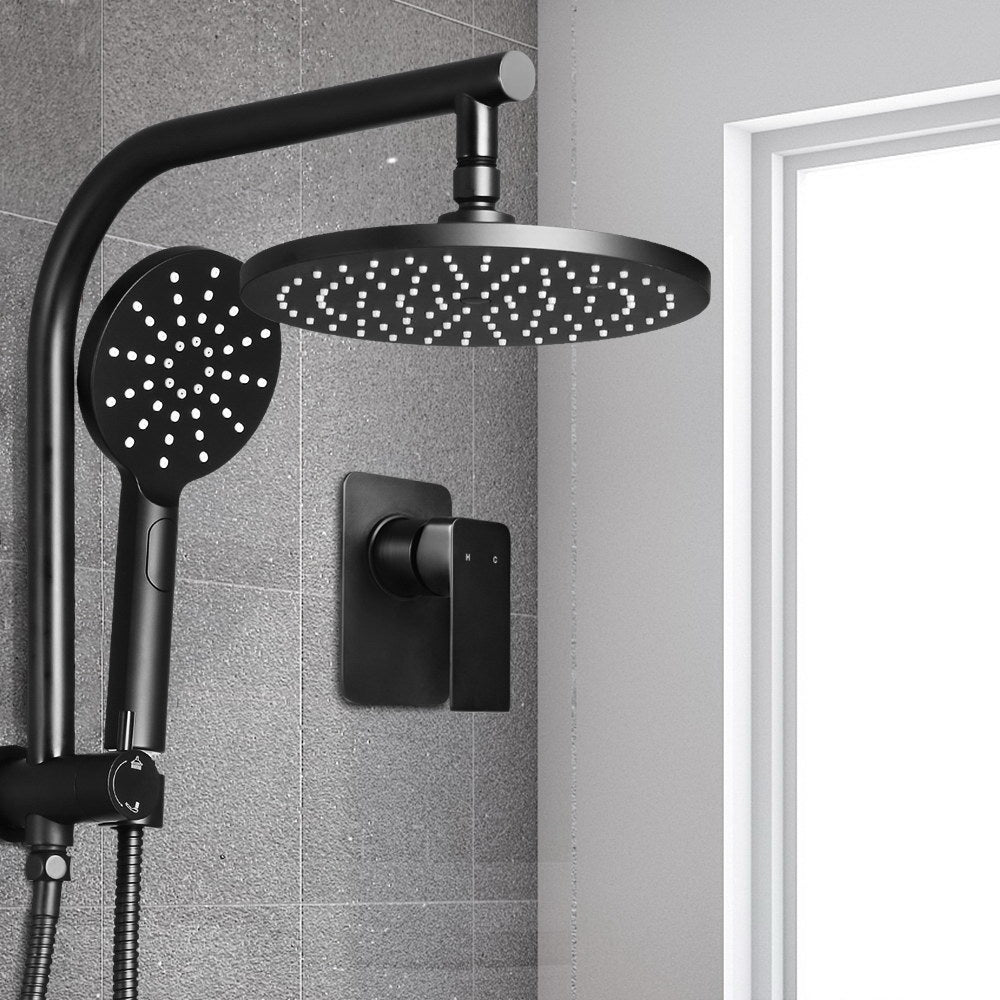 Cefito 9'' Rain Shower Head Set Handheld Round High Pressure Mixer Tap Black 8