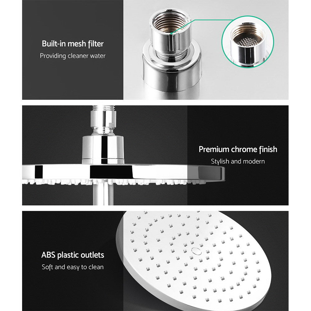 Cefito 9'' Rain Shower Head Set Handheld Round High Pressure Mixer Tap Chrome 4