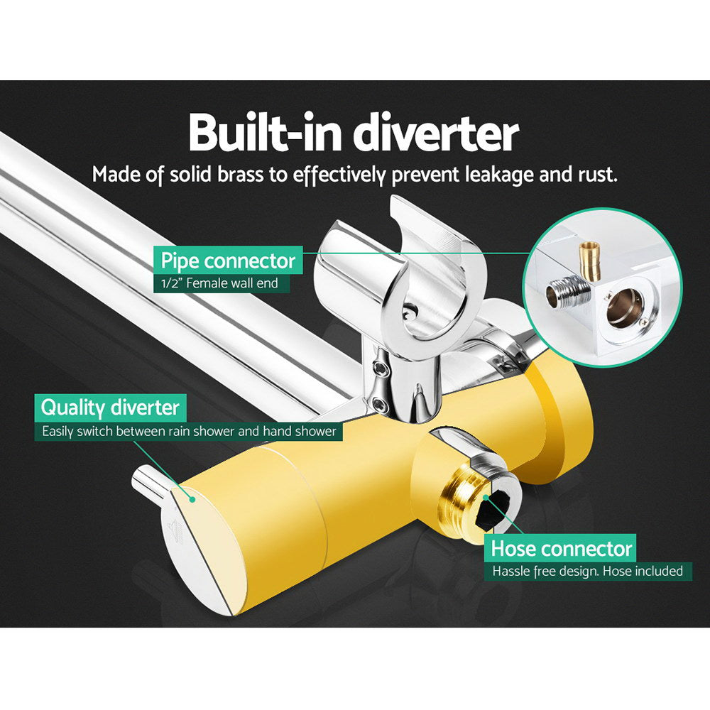 Cefito 9'' Rain Shower Head Set Handheld Round High Pressure Mixer Tap Chrome 6