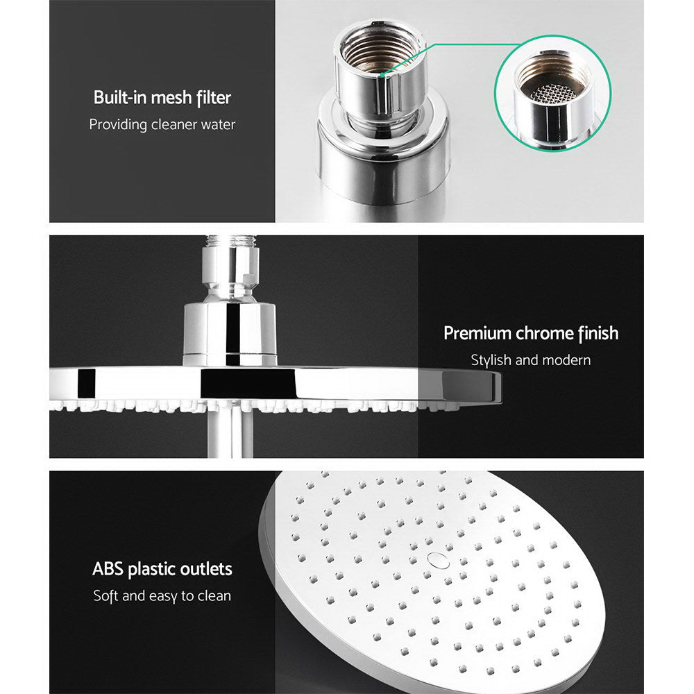 Cefito 9'' Rain Shower Head Set Handheld Round High Pressure Twins Tap Chome 4