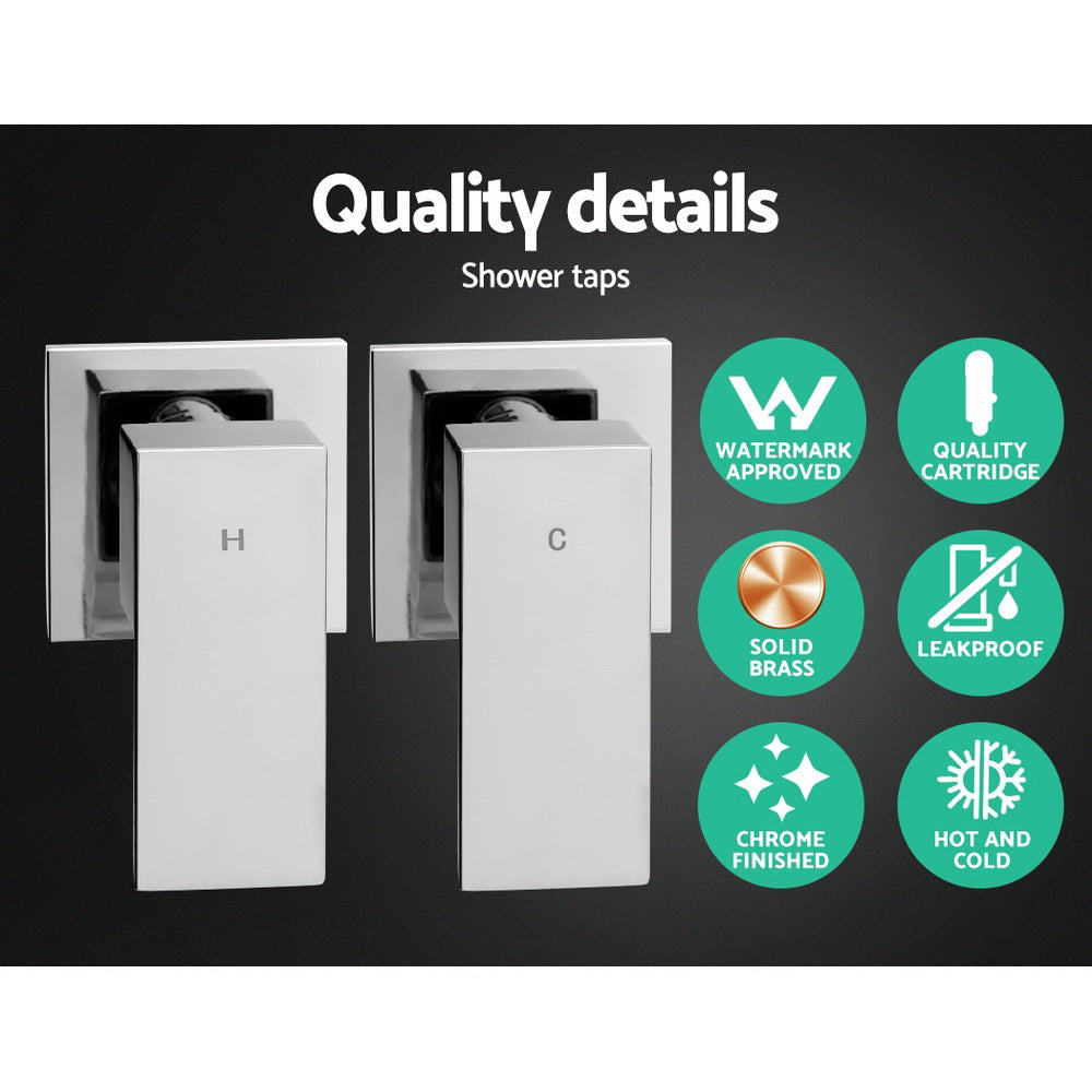 Cefito 9'' Rain Shower Head Set Handheld Round High Pressure Twins Tap Chome 7