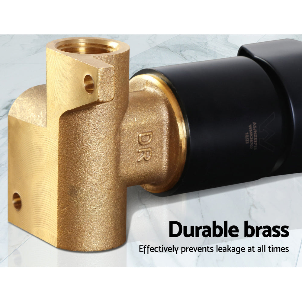 Cefito Shower Mixer Tap Wall Bath Taps Brass Hot Cold Basin Bathroom Black 5