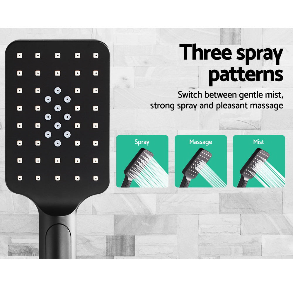 Cefito 8'' Rain Shower Head Set Handheld Square High Pressure Black 7