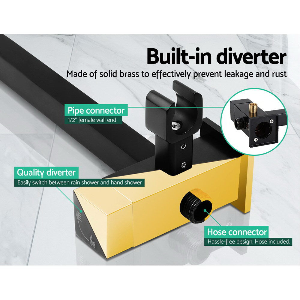 Cefito 8'' Rain Shower Head Set Handheld Square High Pressure Mixer Tap Black 6