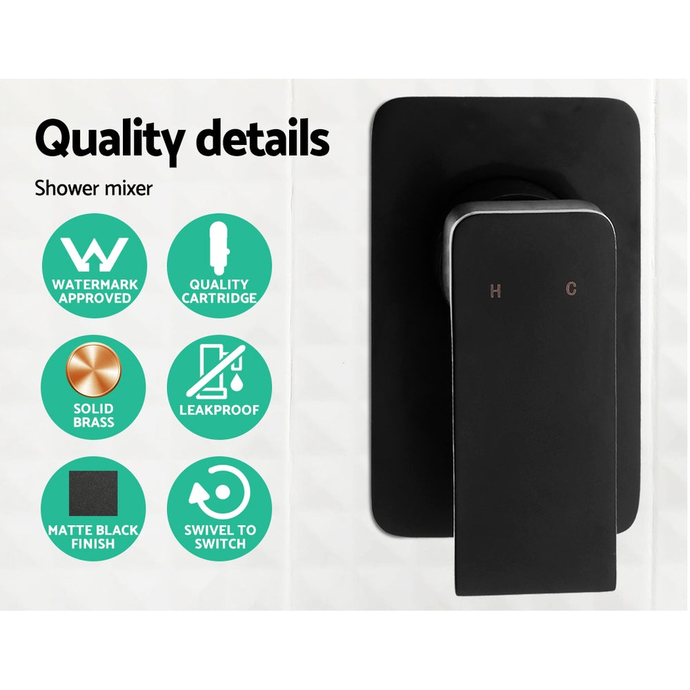 Cefito 8'' Rain Shower Head Set Handheld Square High Pressure Mixer Tap Black 7