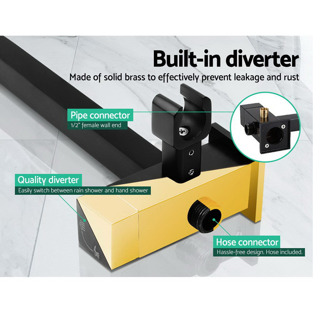 Cefito 8'' Rain Shower Head Set Handheld Square High Pressure Twins Tap Black 6