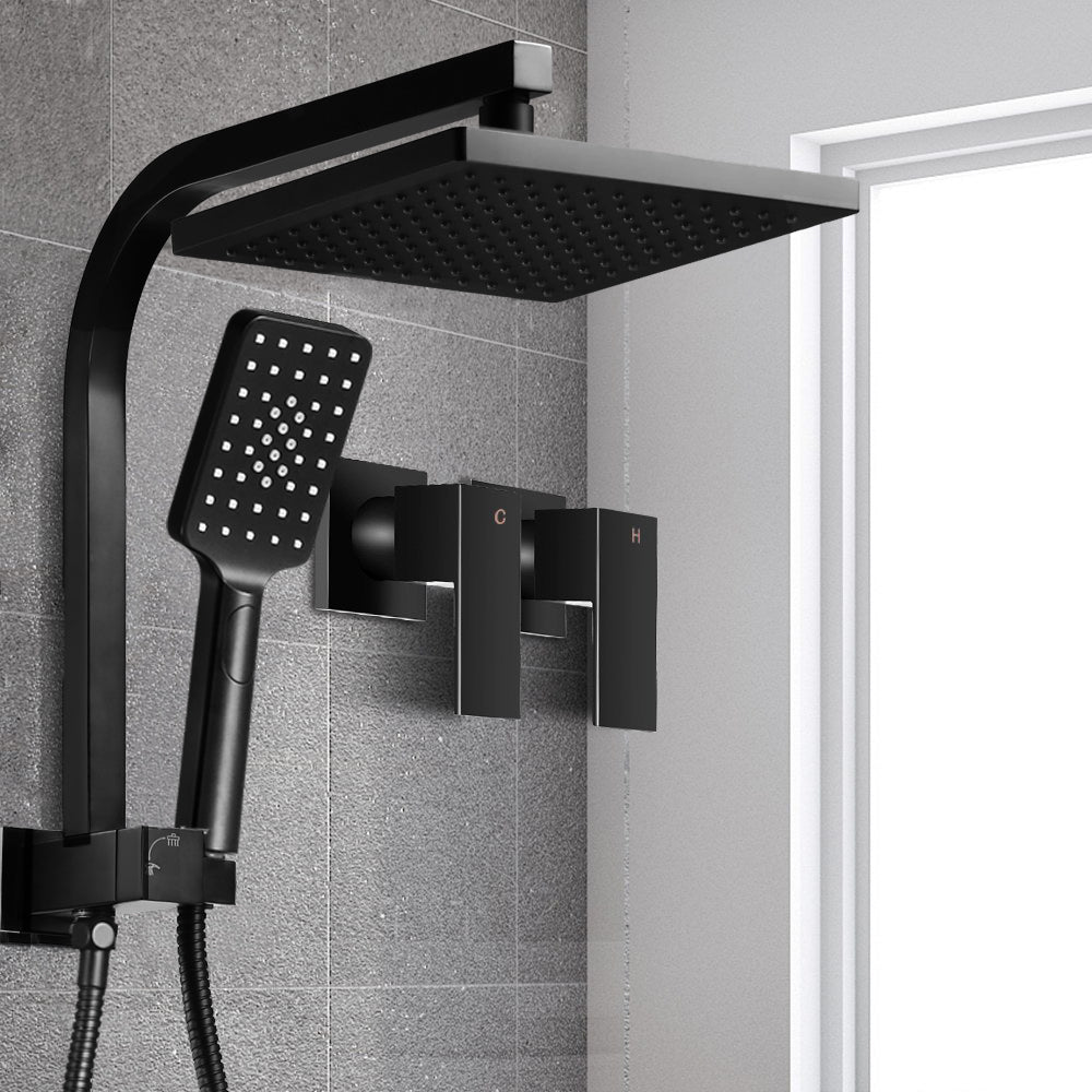 Cefito 8'' Rain Shower Head Set Handheld Square High Pressure Twins Tap Black 8