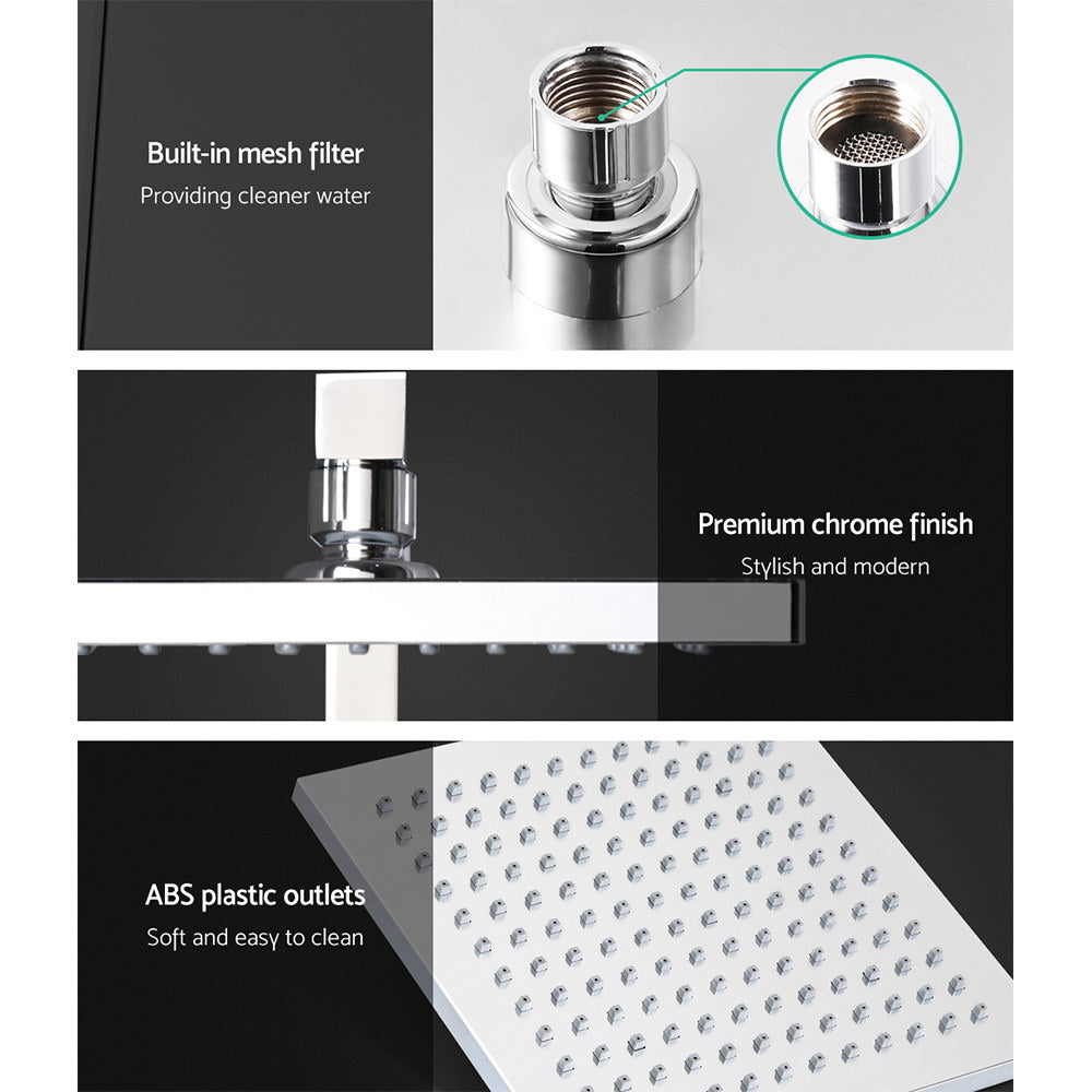 Cefito 8'' Rain Shower Head Set Handheld Square High Pressure Chrome 4
