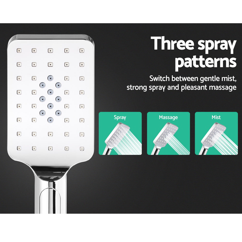 Cefito 8'' Rain Shower Head Set Handheld Square High Pressure Chrome 7