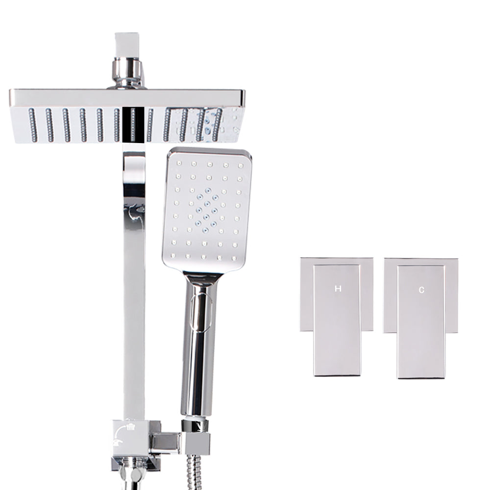 Cefito 8'' Rain Shower Head Set Handheld Square High Pressure wins Tap�Chrome 3