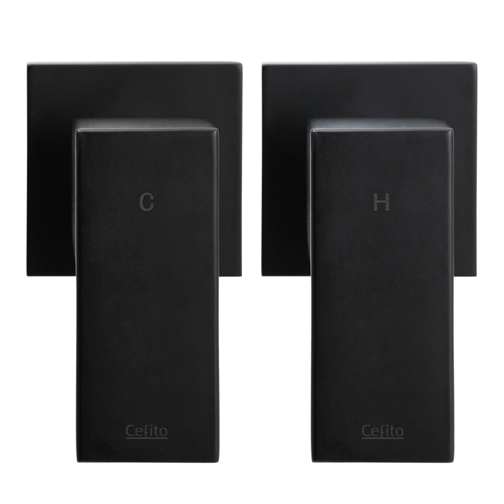 Cefito Shower Twins Tap Wall Bath Taps Brass Hot Cold Basin Bathroom Black 3