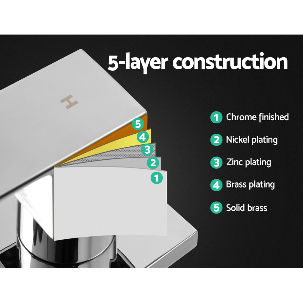 Cefito Shower Twins Tap Wall Bath Taps Brass Hot Cold Basin Bathroom Chrome 5