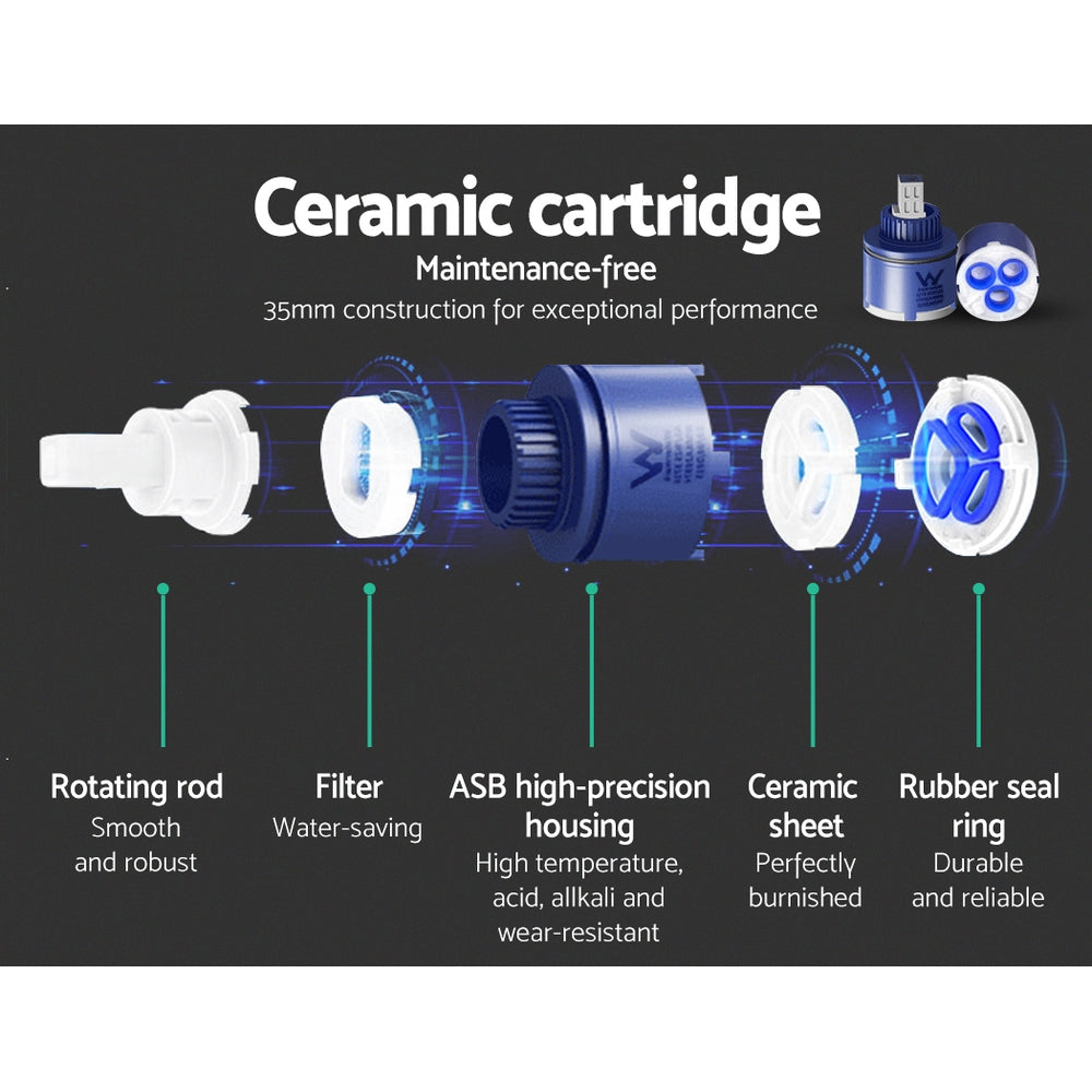 Cefito Shower Twins Tap Wall Bath Taps Brass Hot Cold Basin Bathroom Chrome 6