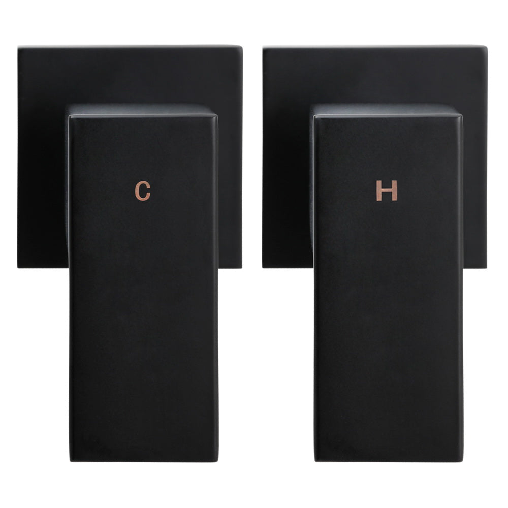 Cefito 8'' Rain Shower Head Wall Arm Square High Pressure Twins Tap Black 3