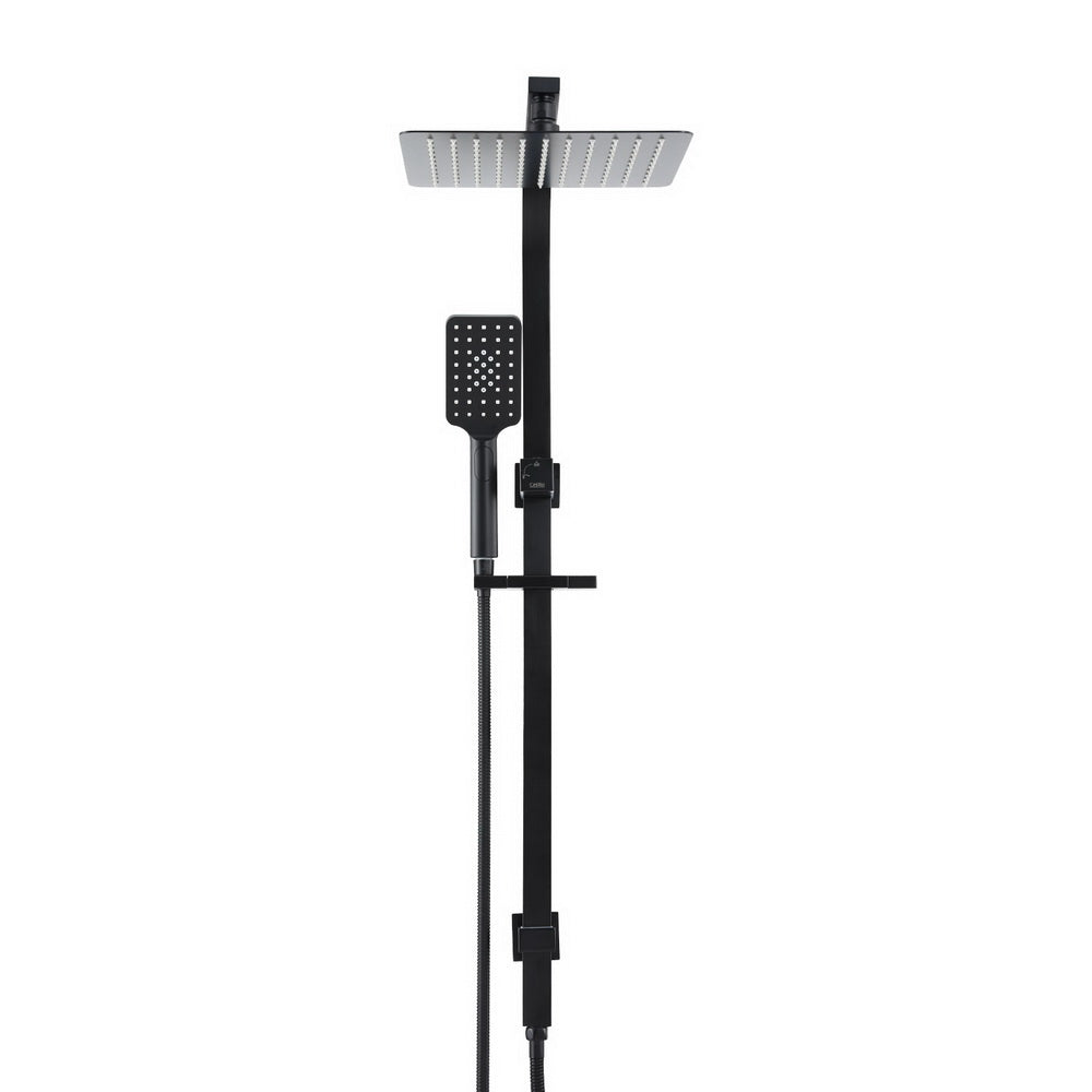 10'' Rain Shower Head Set Handheld Square High Pressure Black 3