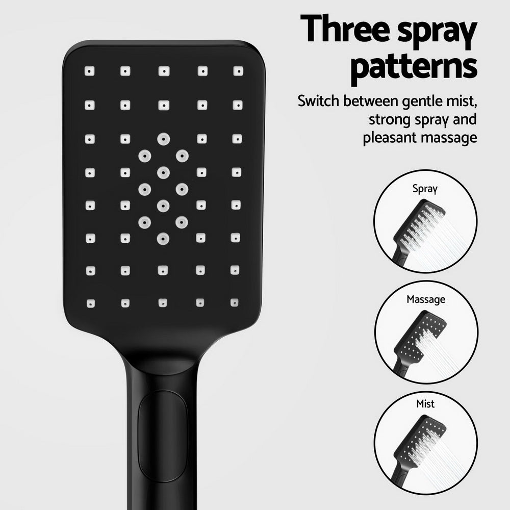 10'' Rain Shower Head Set Handheld Square High Pressure Black 5