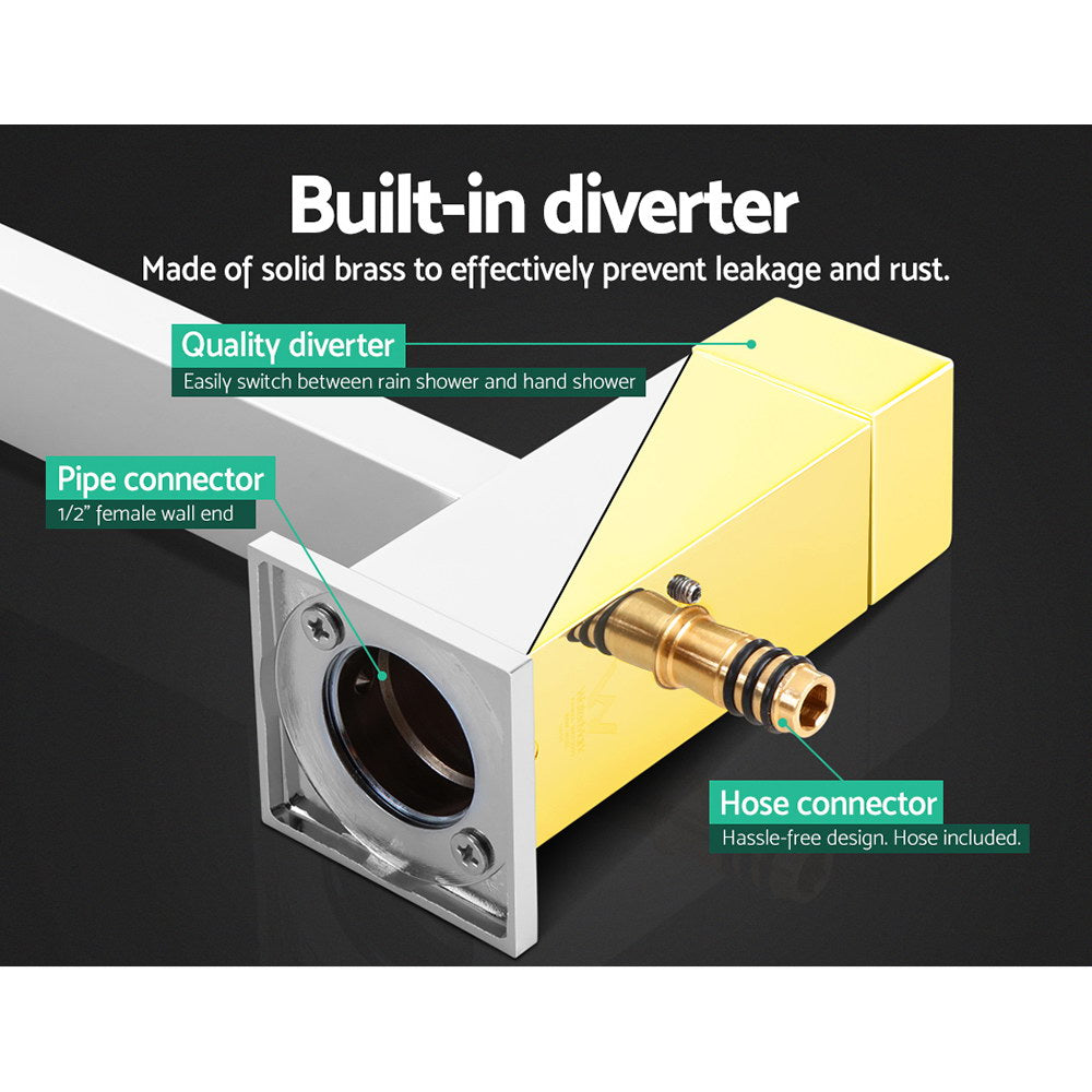 Cefito 10'' Rain Shower Head Set Handheld Square High Pressure Chrome 6