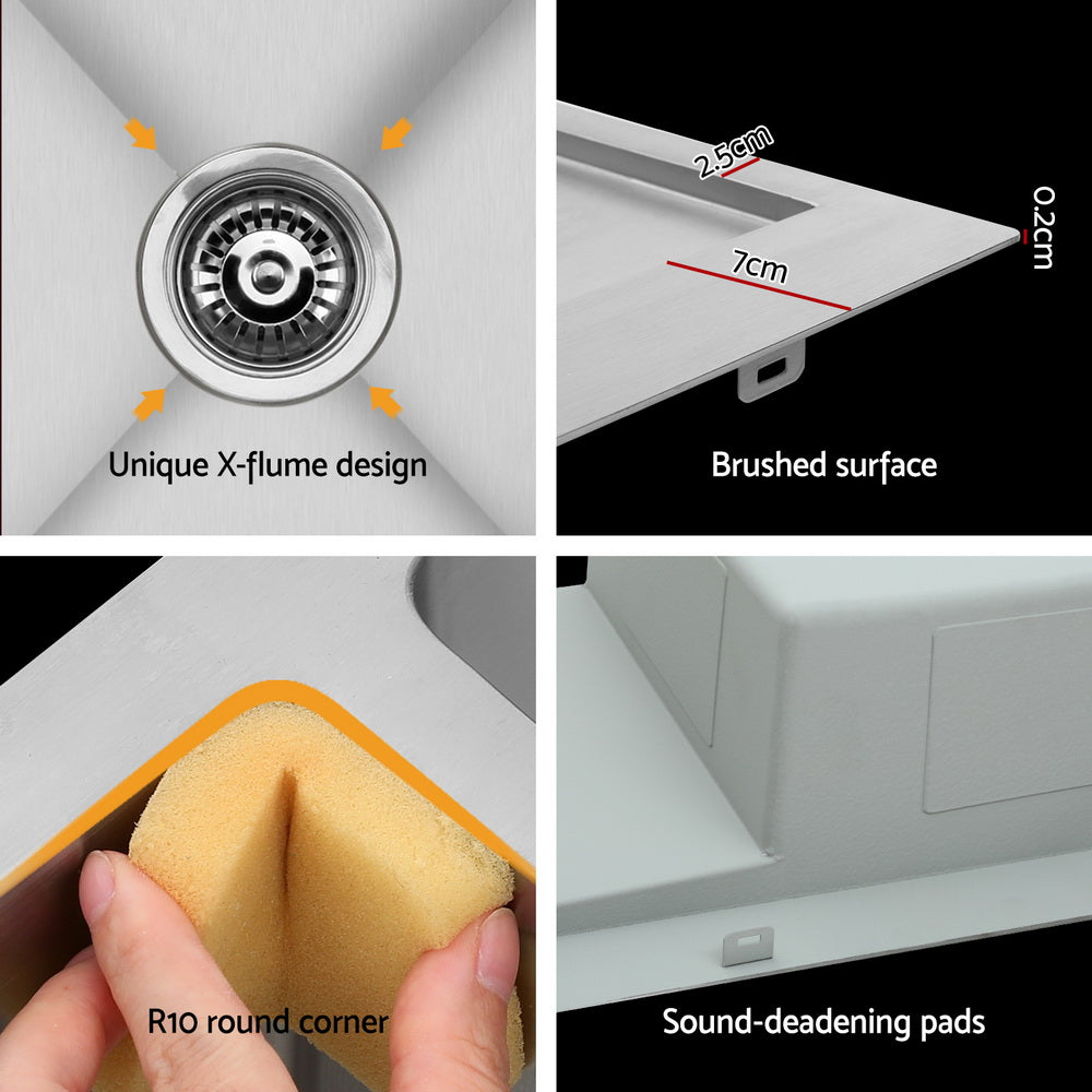 Cefito Kitchen Sink Basin Stainless Steel Under/Top/Flush Mount Bowl 155X50CM 6