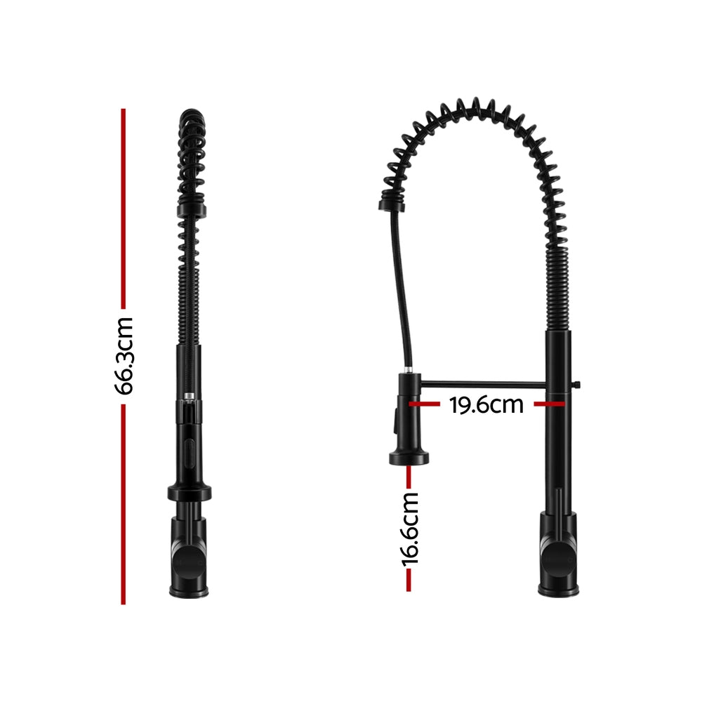 Cefito Stainless Steel Sink 70x45CM With Pull Out Mixer Tap Kitchen Basin Single Bowl Black 3