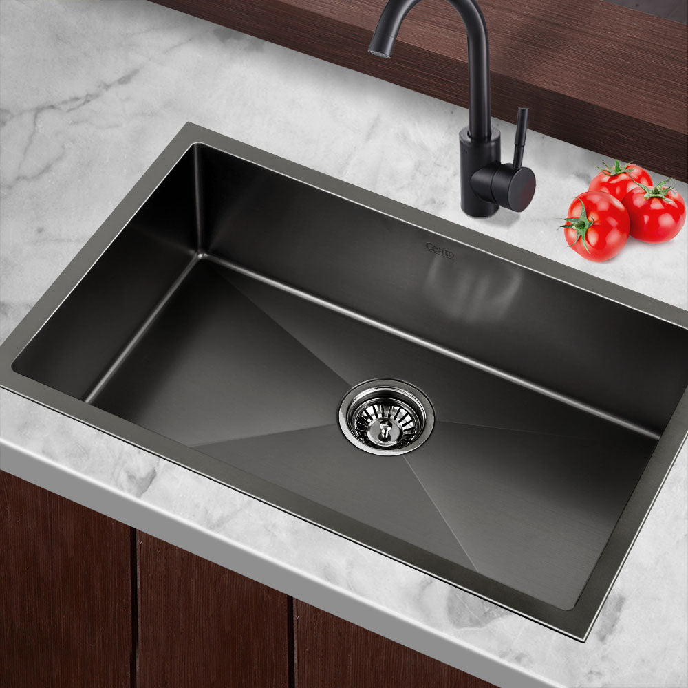Cefito Kitchen Sink 70X45CM Stainless Steel Basin Single Bowl Black 7