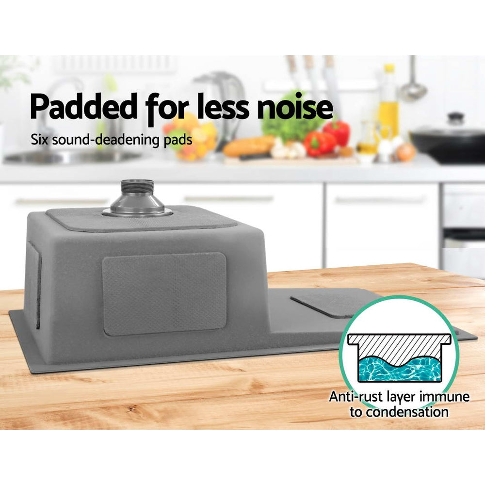 Cefito Kitchen Sink 75X45CM Stainless Steel Basin Single Bowl Black 5