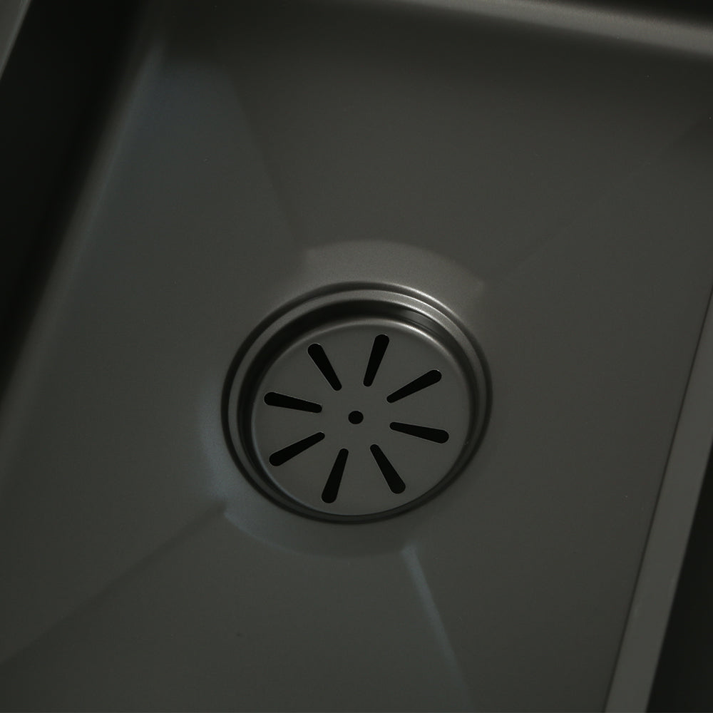 Cefito Kitchen Sink 75X45CM Stainless Steel Basin Single Bowl Drain Part Black 3