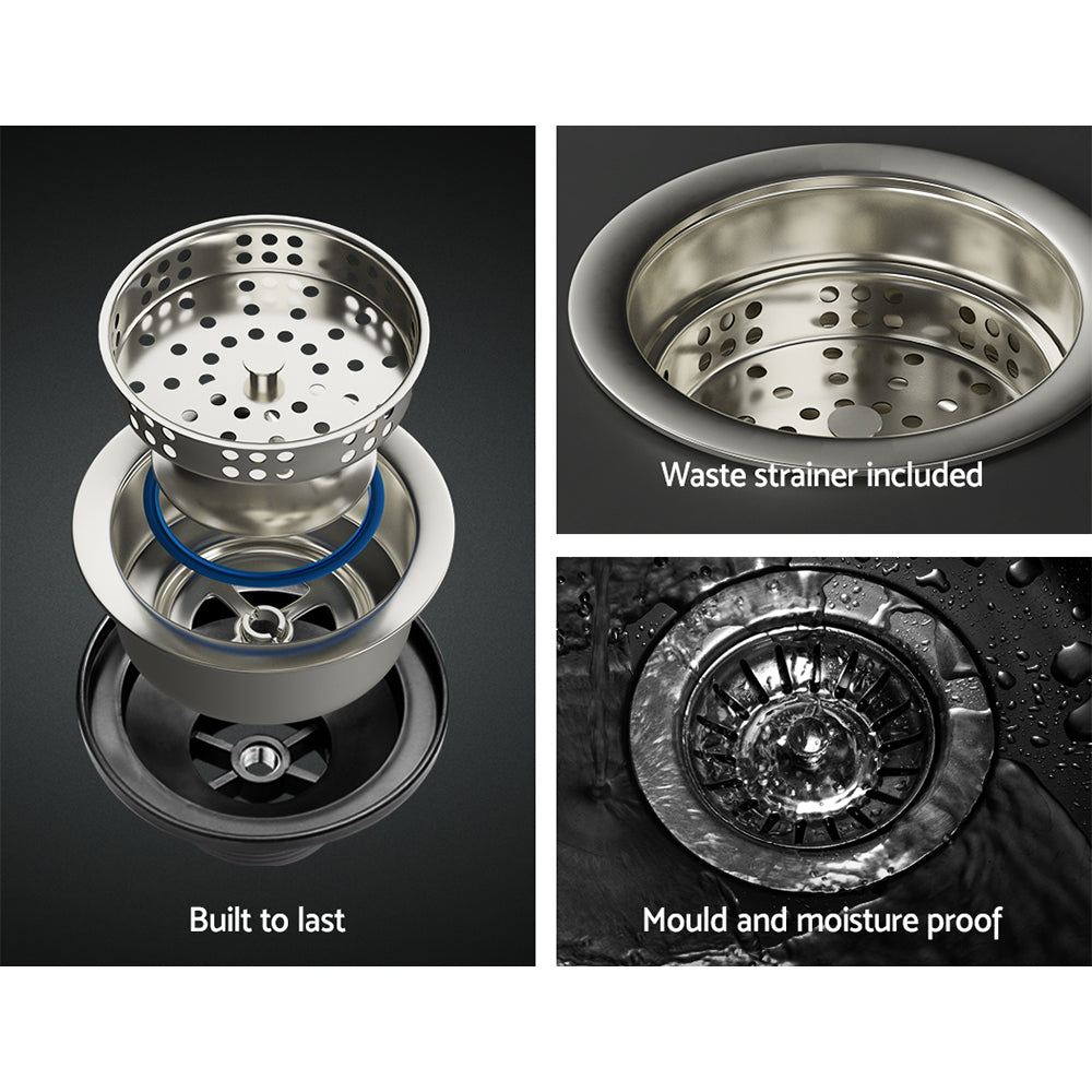 Cefito Kitchen Sink 75X45CM Stainless Steel Basin Single Bowl Drain Part Black 5