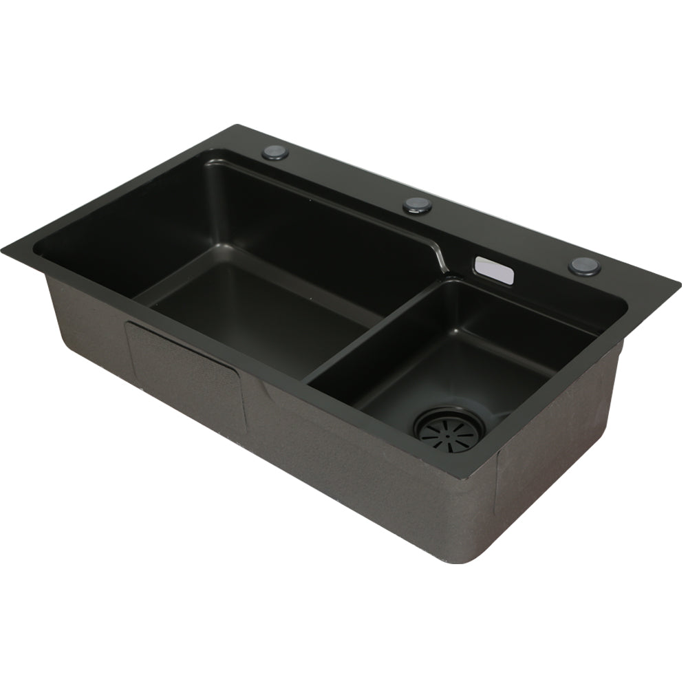 Cefito Kitchen Sink 75X45CM Stainless Steel Basin Single Bowl Drain Part Black 7