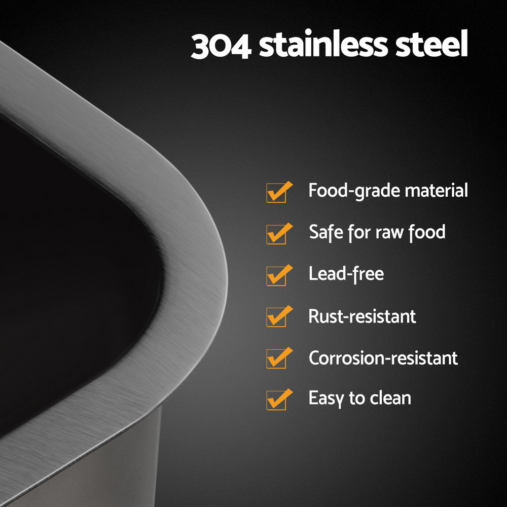 Cefito Kitchen Sink 30X36CM Stainless Steel Nano Basin Single Bowl Black 4
