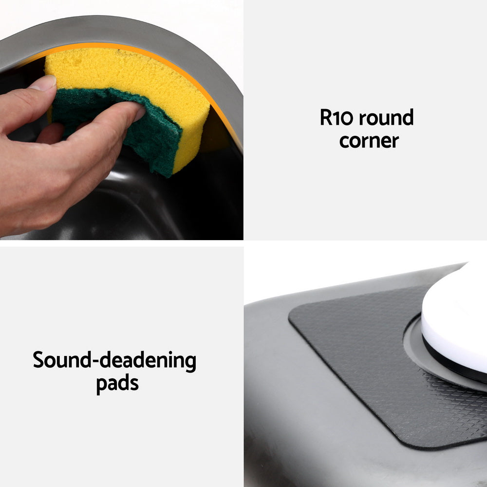 Cefito Kitchen Sink 30X36CM Stainless Steel Nano Basin Single Bowl Black 6