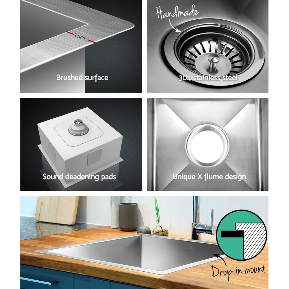 Cefito Kitchen Sink 36X36CM Stainless Steel Nano Basin Single Bowl Silver 5