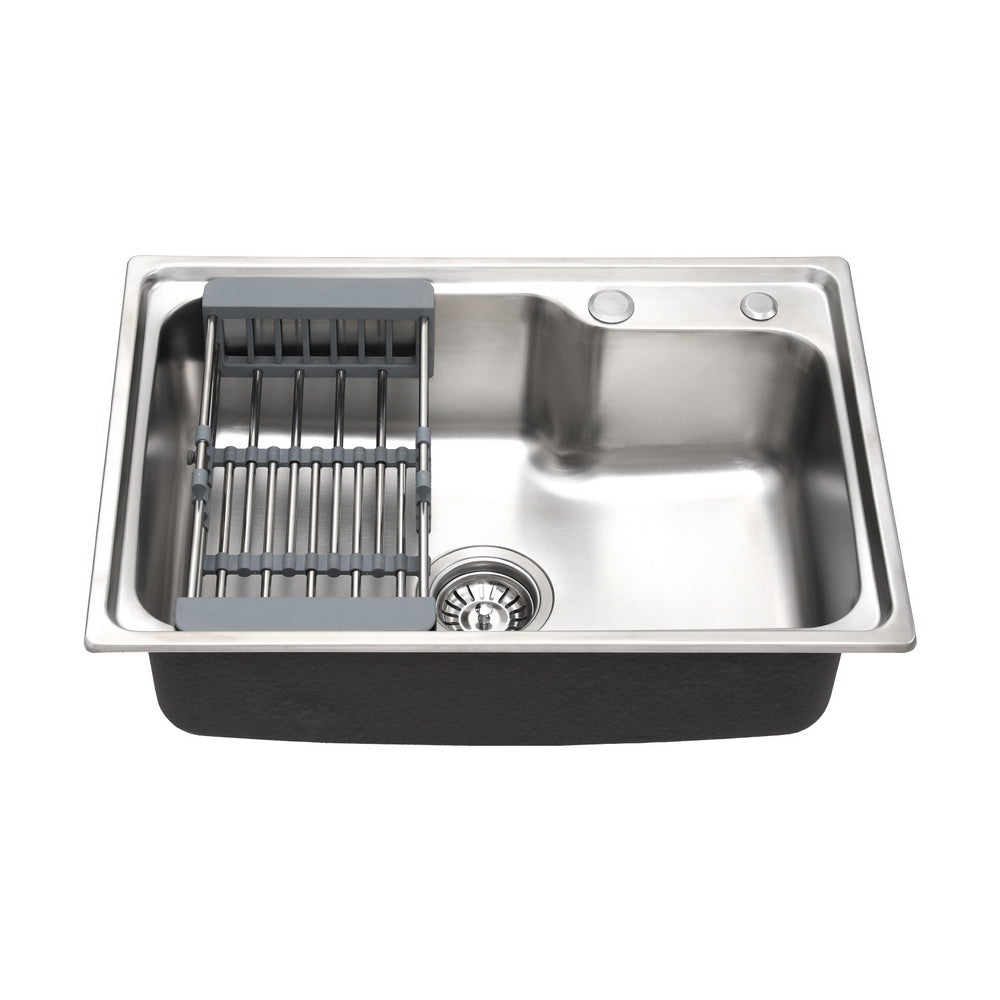 Cefito Kitchen Sink 61X43CM Stainless Steel Basin Single Bowl Silver Drain Basket 3