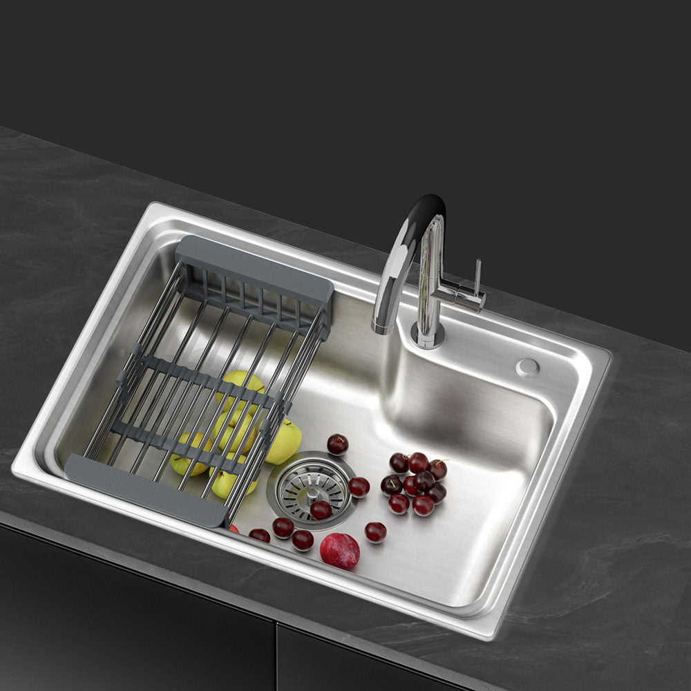 Cefito Kitchen Sink 61X43CM Stainless Steel Basin Single Bowl Silver Drain Basket 7