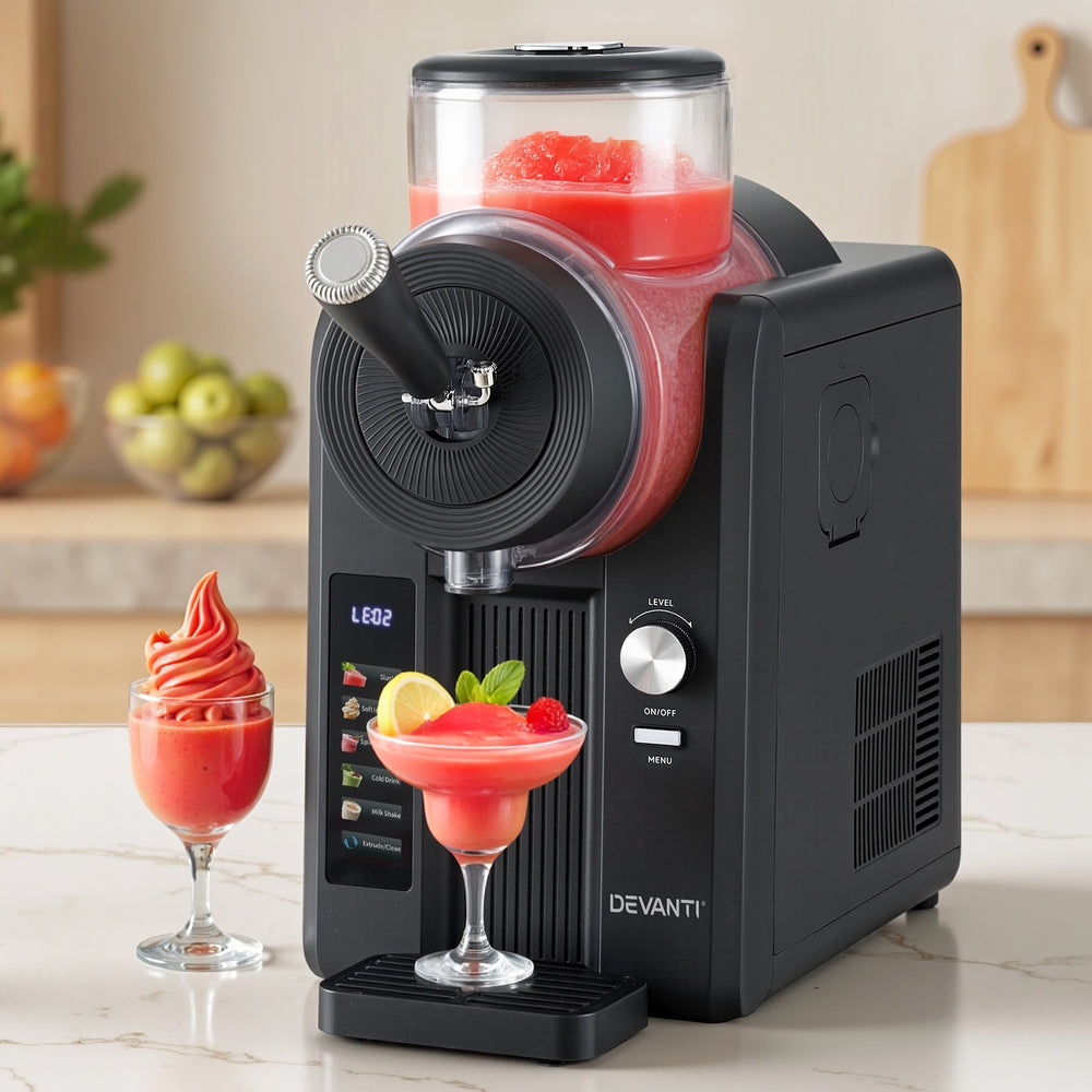 Devanti 2L Slushie Machine Ice Cream Maker Frozen Smoothies Milkshakes Black 7