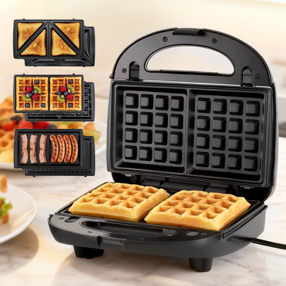 Devanti 3-in-1 Sandwich Press Waffle Maker Panini Press Grill 850W 7