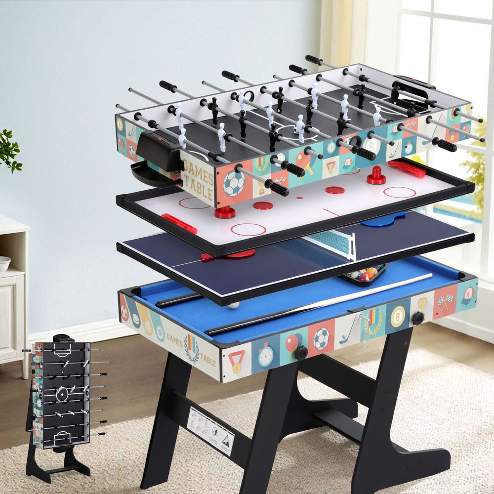 4-in-1 Soccer Table Foldable Game Foosball Table Tennis Pool Hockey 7