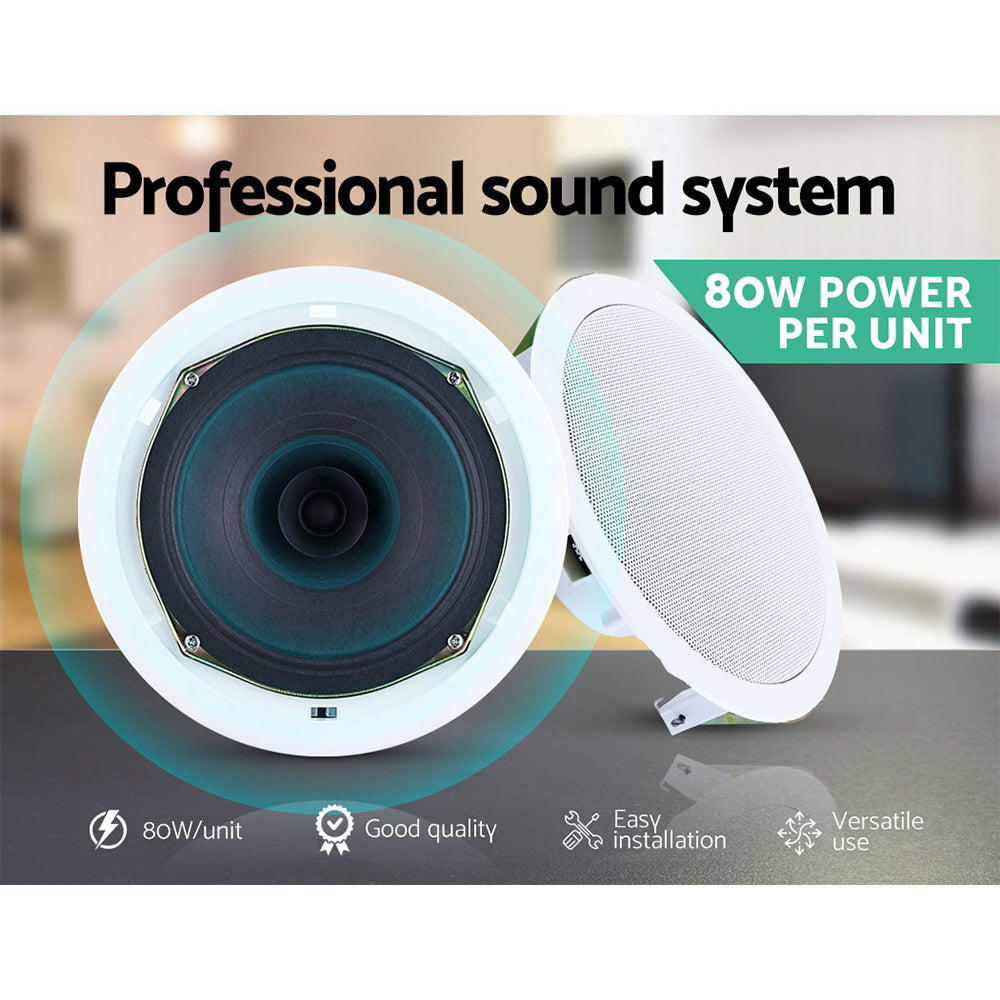 2 x 6" In Ceiling Speakers Home 80W Speaker Theatre Stereo Outdoor Multi Room 3