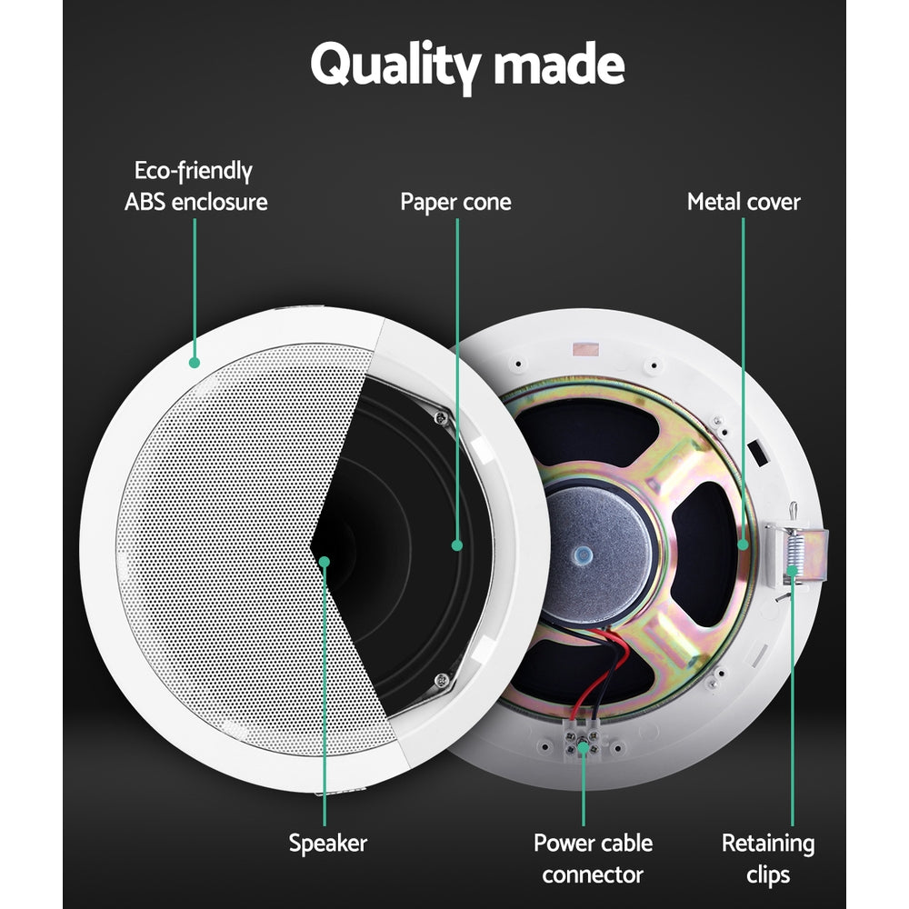 Giantz 6 Inch Ceiling Speakers In Wall Speaker Home Audio Stereos Tweeter 8pcs 6