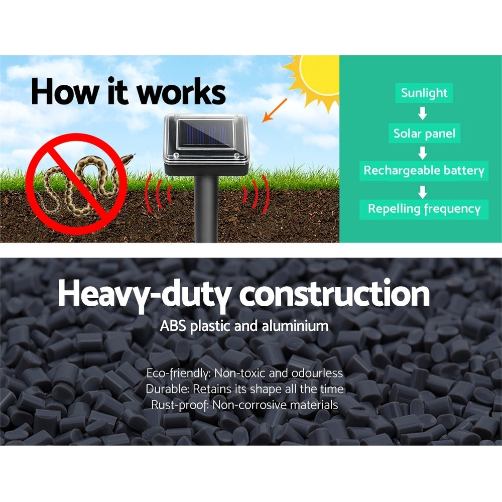 Gardeon Snake Repeller 20X Ultrasonic Solar Powered 4