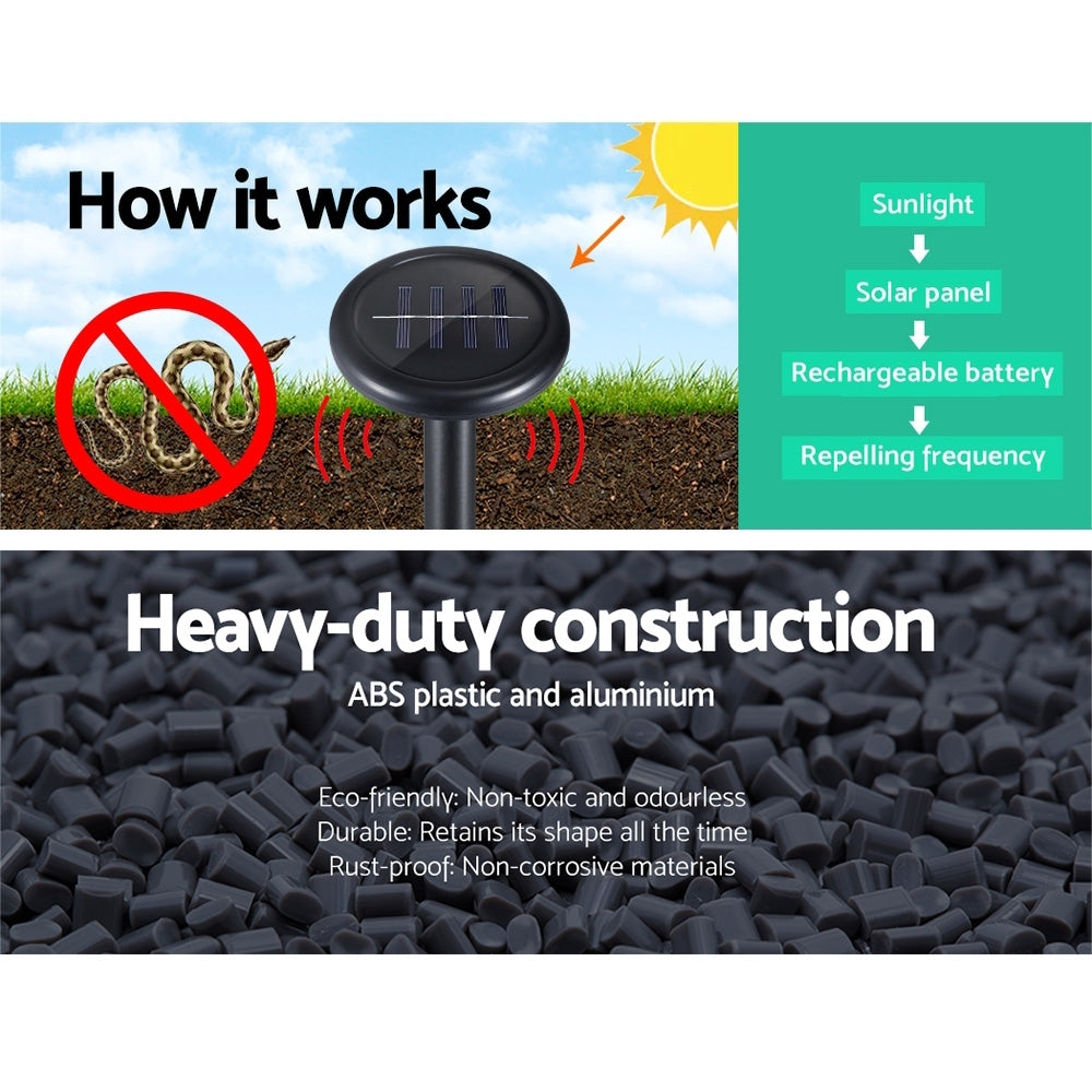 Gardeon Snake Repeller 12X Ultrasonic Solar Powered 5