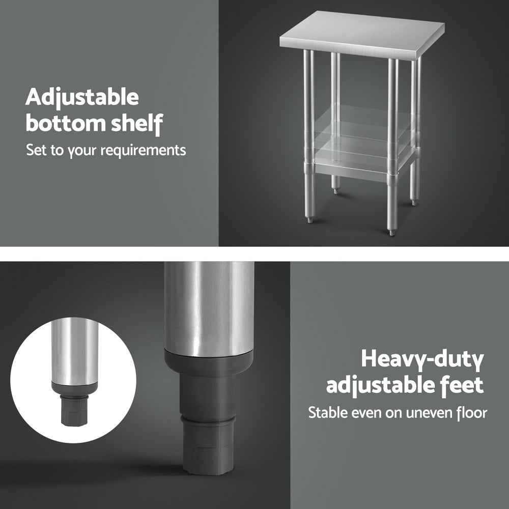 Cefito Stainless Steel Kitchen Benches Work Bench 610x457mm 430 6