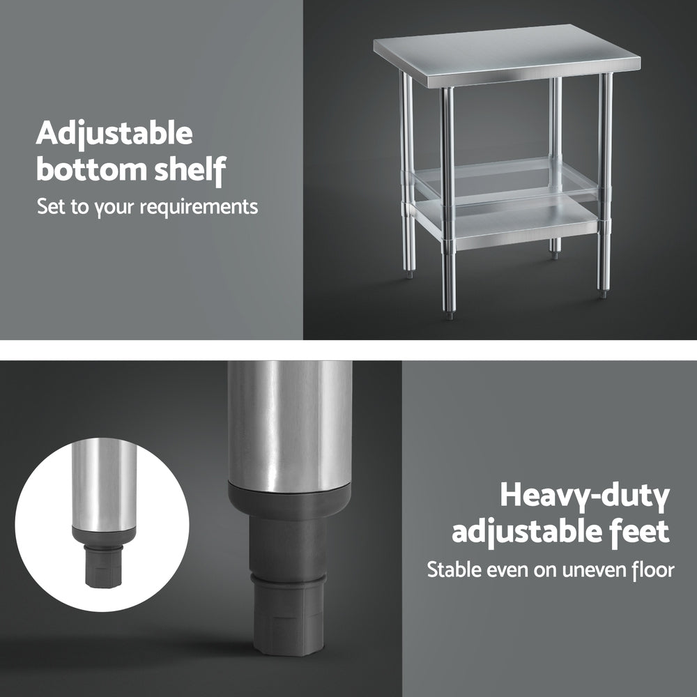 Cefito Stainless Steel Kitchen Bench Work Table 610 x760MM 430 6