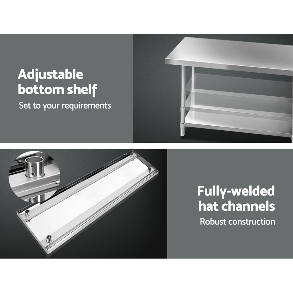 Cefito 1829x760mm Stainless Steel Kitchen Bench 430 5