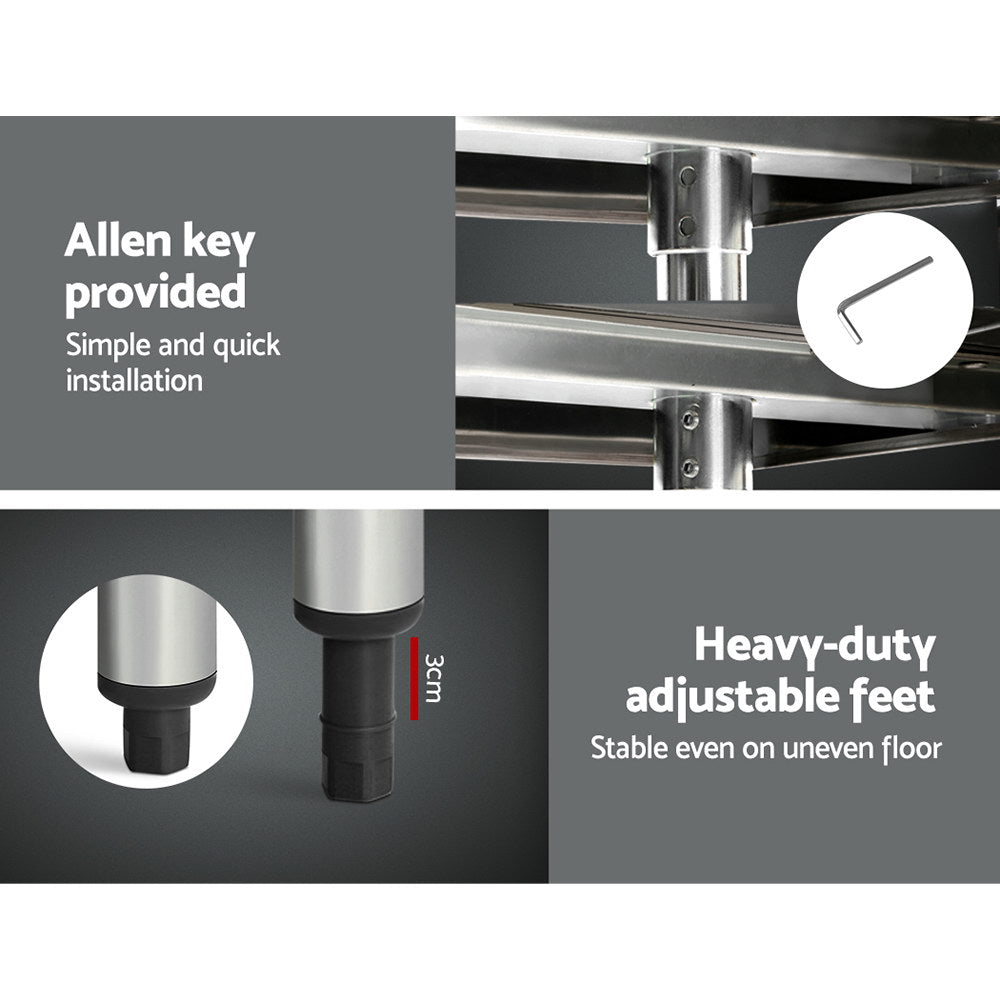 Cefito 760x760mm Stainless Steel Kitchen Bench with Wheels 430 4