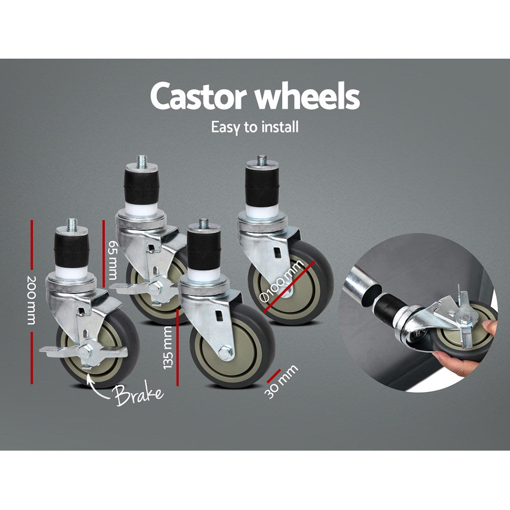 Cefito 760x760mm Stainless Steel Kitchen Bench with Wheels 430 7