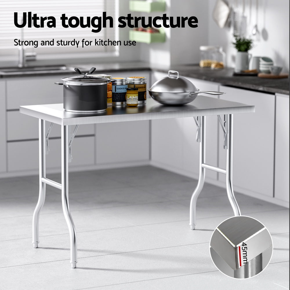 Cefito Stainless Steel Kitchen Benches Work Bench Food Foldable 430 5